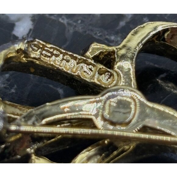 Designer Lot Brooches Napier, Gerry & Faux Pearl Round Pin Gold-Tone Vintage - Picture 10 of 12